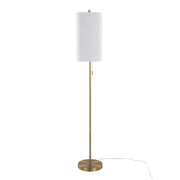 Bounty 62' Contemporary Metal Floor Lamp in Gold Metal with White Linen Shade from Grandview Gallery by LumiSource