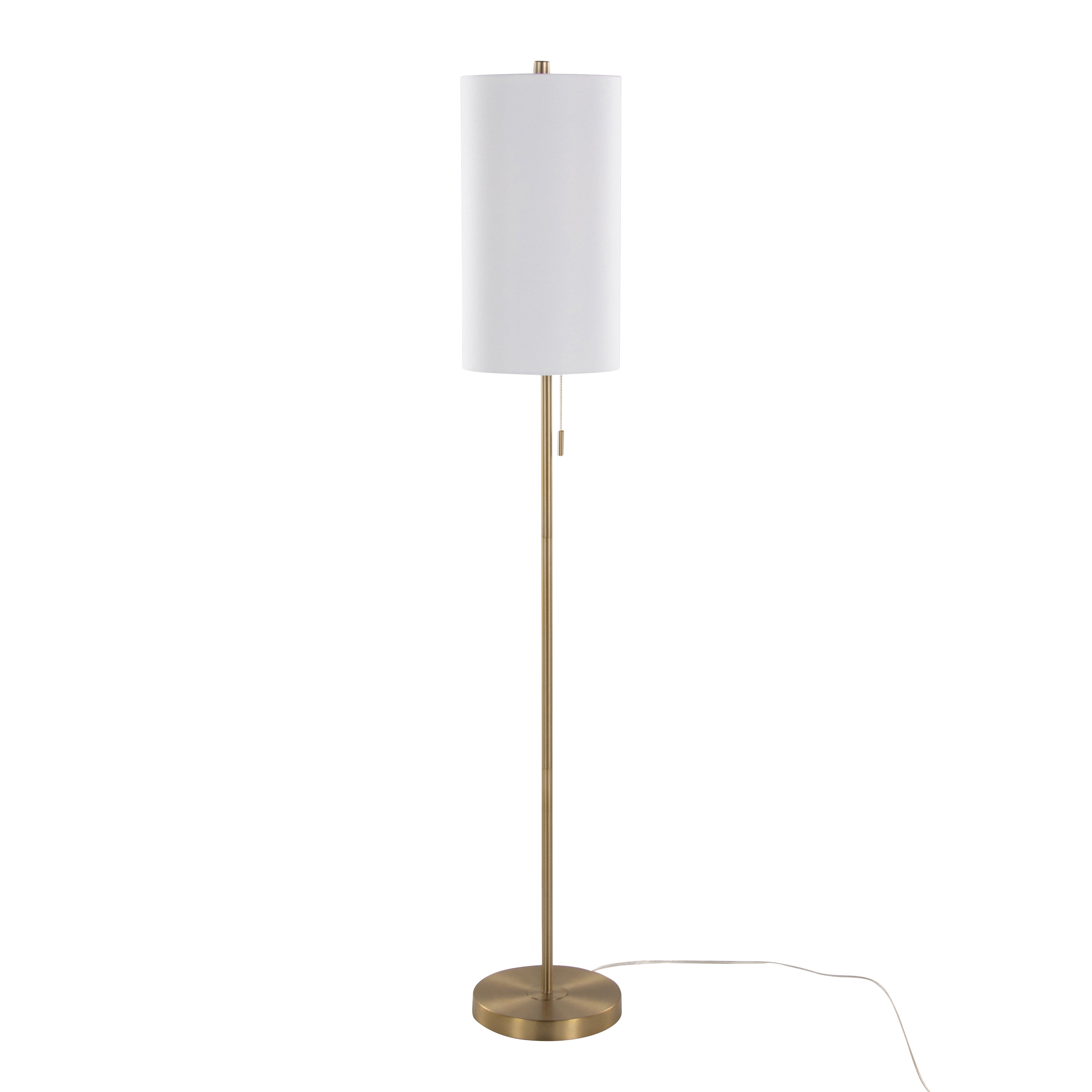 Bounty 62' Contemporary Metal Floor Lamp in Gold Metal with White Linen Shade from Grandview Gallery by LumiSource