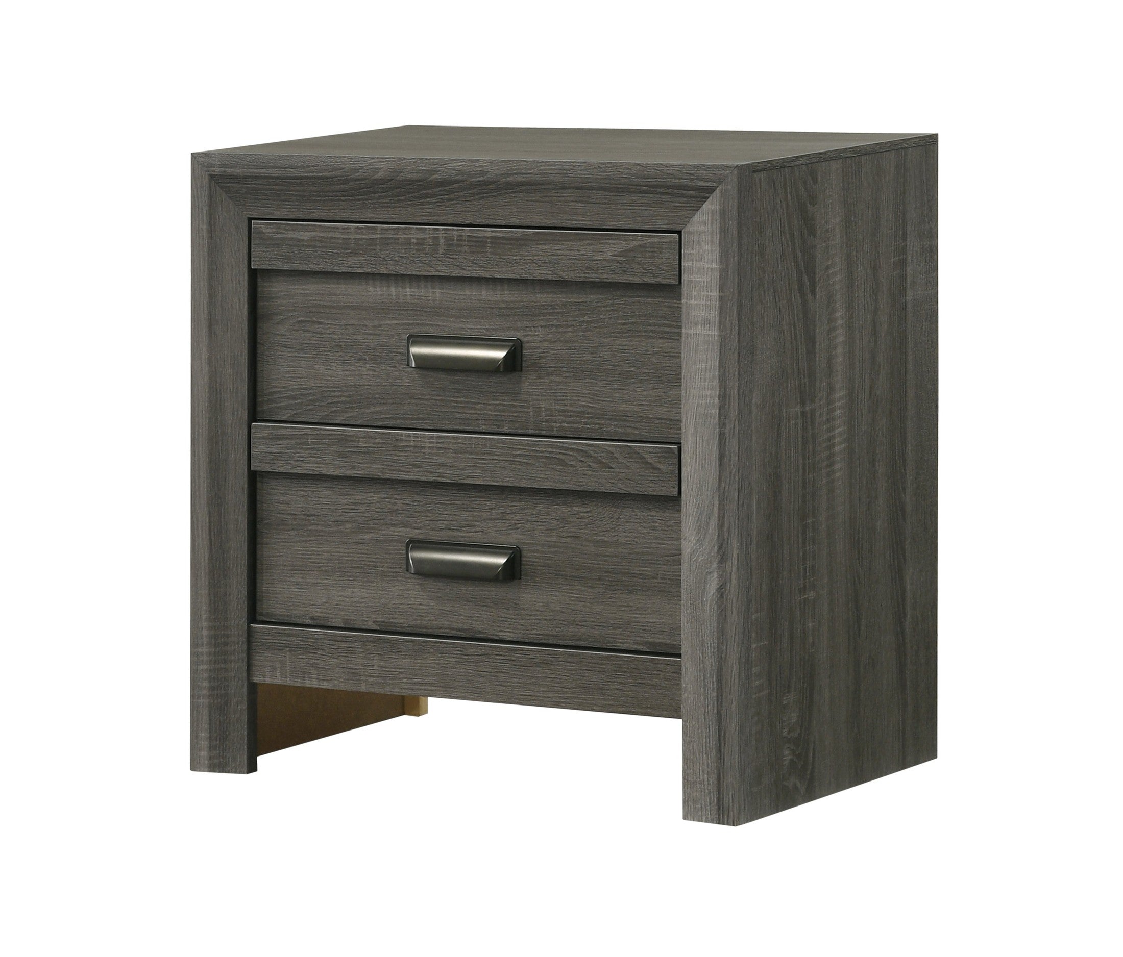 1pc Contemporary Nightstand End Table with Two Storage Drawers Rustic Gray Finish Bedroom Wooden Furniture