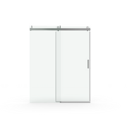 BATHIN 56' - 60' (W) x 76' (H) Frameless Soft-closing Shower Door, 1/4' (6mm) Tempered Glass Single Sliding with Explosion-proof Coating, Brushed Nickel 24D01-60BNX