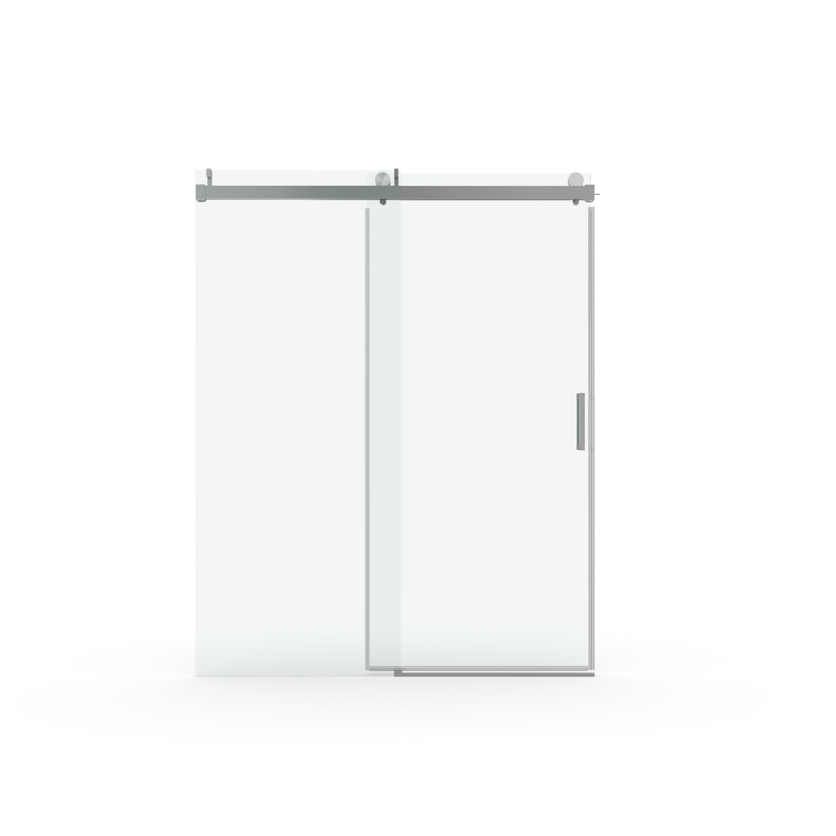 BATHIN 56' - 60' (W) x 76' (H) Frameless Soft-closing Shower Door, 1/4' (6mm) Tempered Glass Single Sliding with Explosion-proof Coating, Brushed Nickel 24D01-60BNX