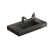 BB02-30-109, Integrated engineered quartz basin WITHOUT drain and faucet, matt black color