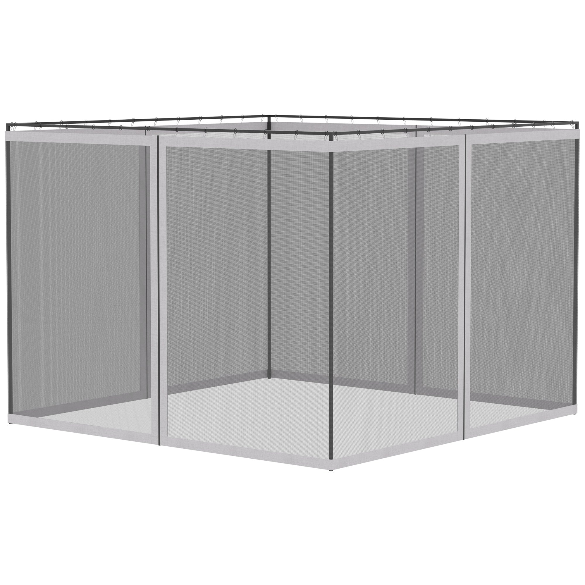 Outsunny Patio Gazebo Mesh Sidewall Netting with Zippers, White Polyester, Fits 10'x13' Canopy Tents