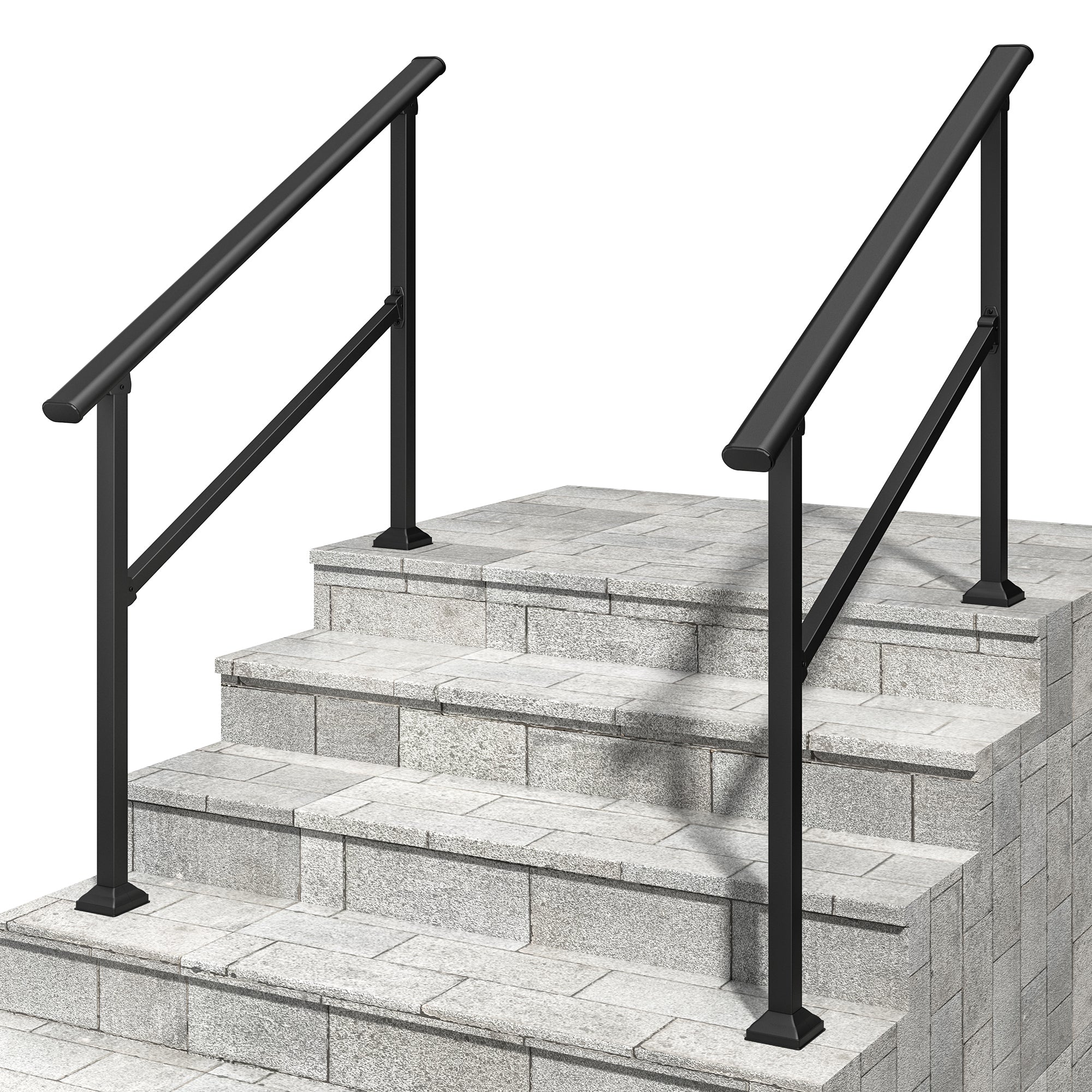 Hand Rails for Outdoor Steps, 3-4 Step Handrail 2 Pack
