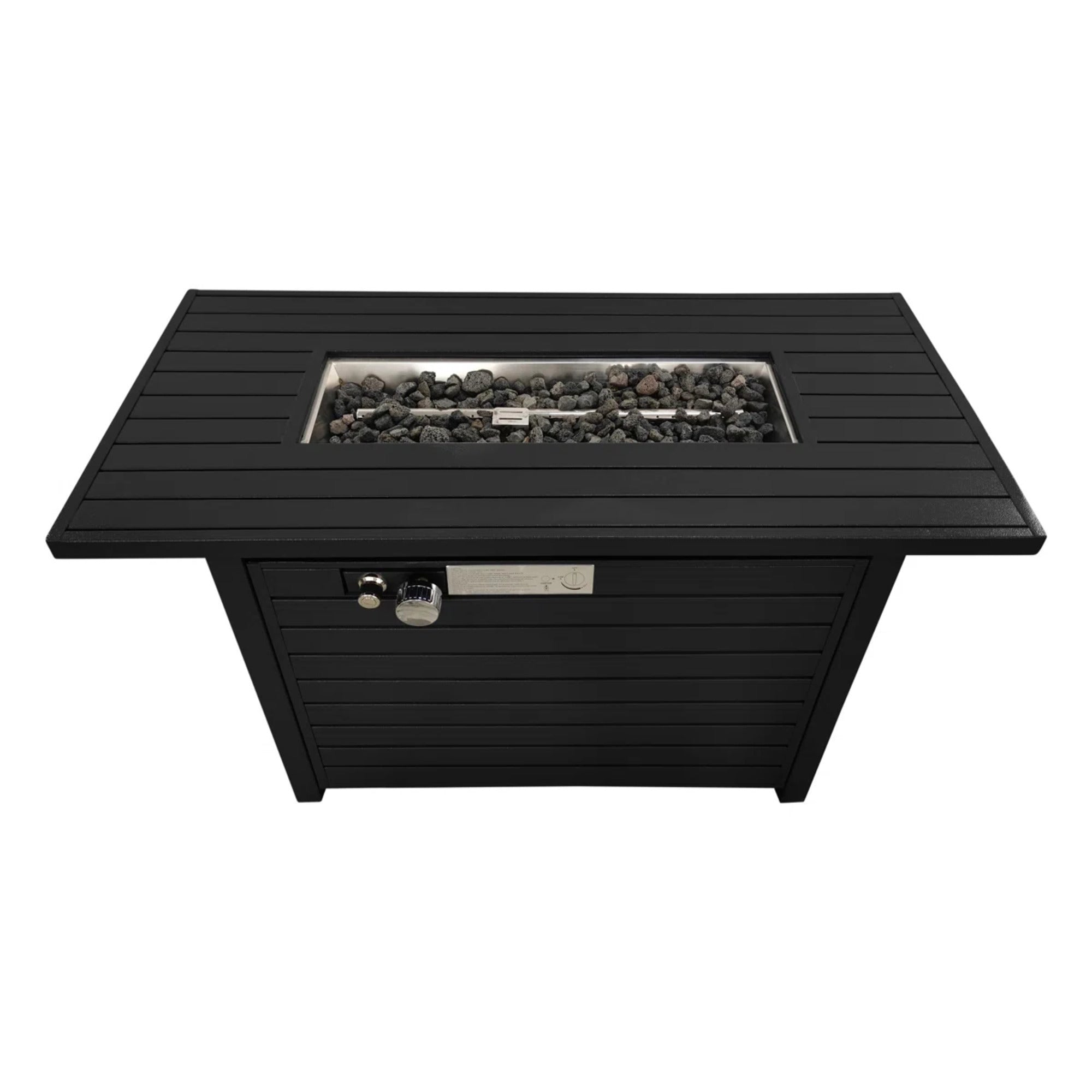 Modern Steel Outdoor Fire Pit Table with Lid, Black, 24' H x 54' W