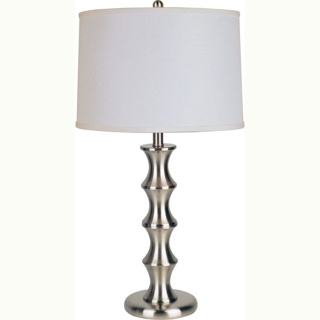 29.5' Tall Steel Table Lamp with Satin Nickel finish, Linen Shade