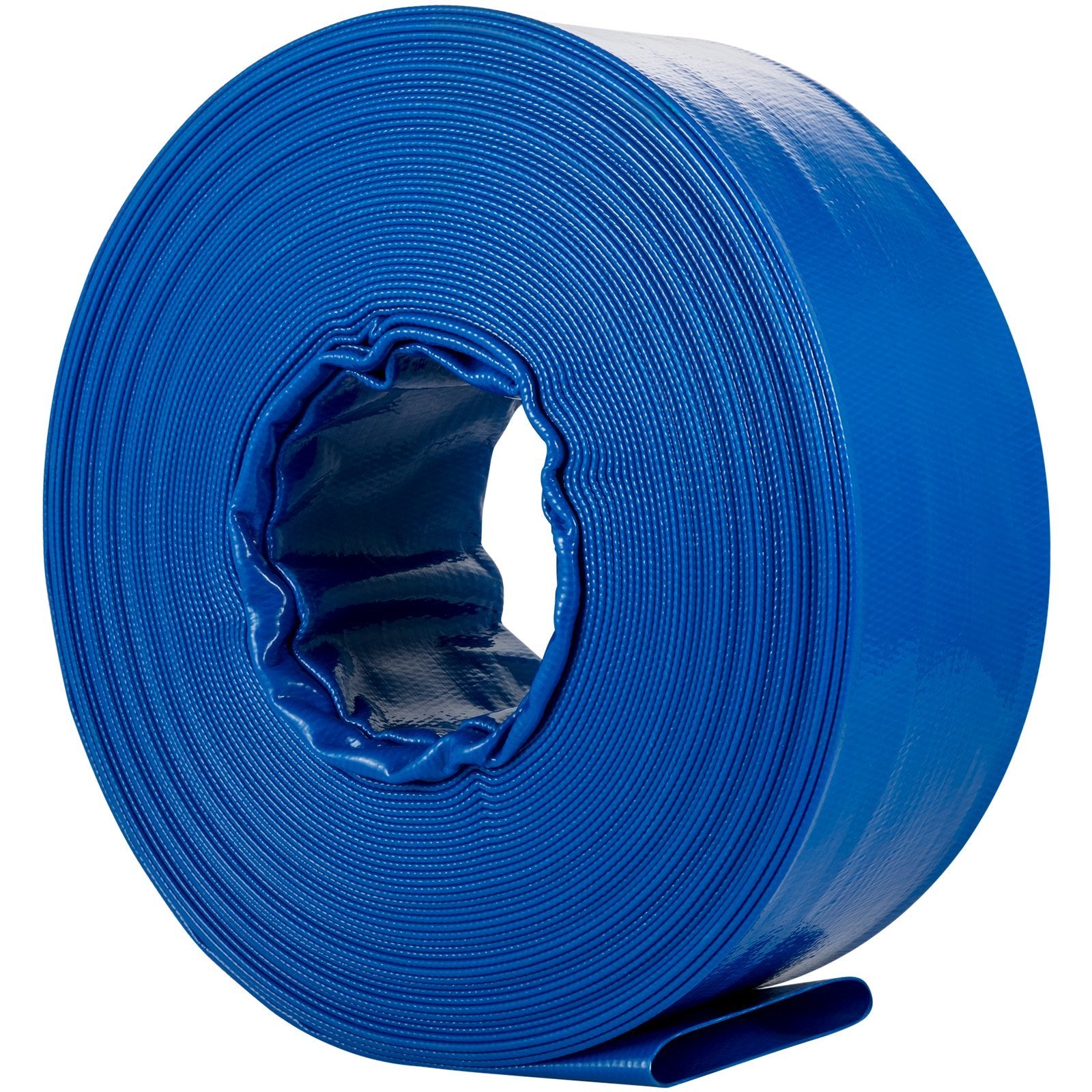 Discharge Hose, 2' x 105', PVC Fabric Lay Flat Hose, Heavy Duty Backwash Drain Hose with Clamps, Weather-proof & Burst-proof, Ideal for Swimming Pool & Water Transfer, Blue