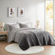 King/Cal King Ombre Shaggy Long Fur Comforter Mini Set