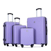 Light Purple 4-Piece ABS Lightweight Suitcase Set with Rotating Wheels and TSA Lock, 24 and 28 Inch
