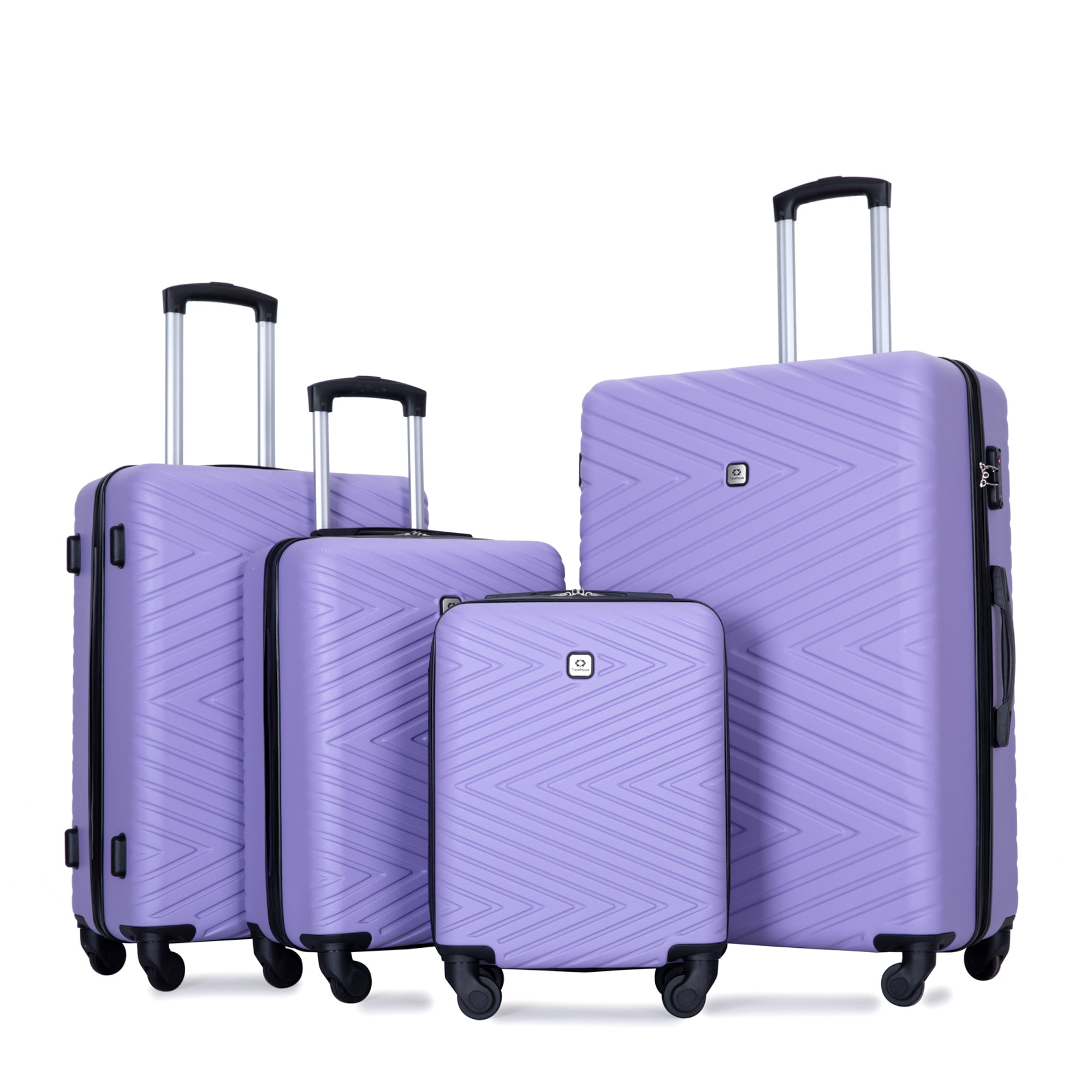 Light Purple 4-Piece ABS Lightweight Suitcase Set with Rotating Wheels and TSA Lock, 24 and 28 Inch
