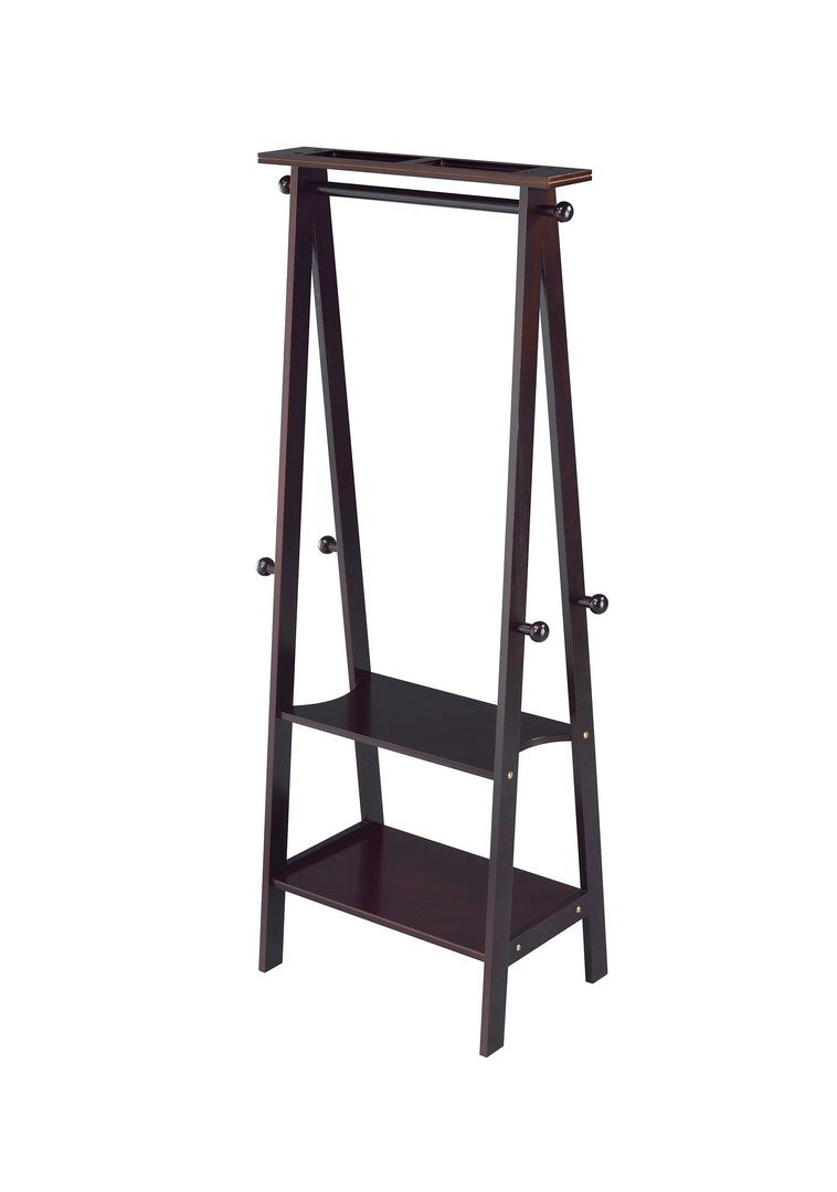 59' Tall Wooden Garment / Coat Rack, Dark Espresso