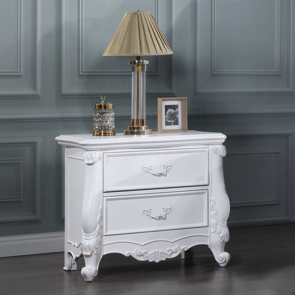 Formal Traditional White Finish Nightstand with 2 Drawers Wooden Bedroom Furniture 1pc