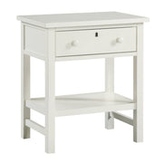 Finley 1-Drawer Storage Nightstand in Antique White with Distressed Wood Finish and Traditional Design Details