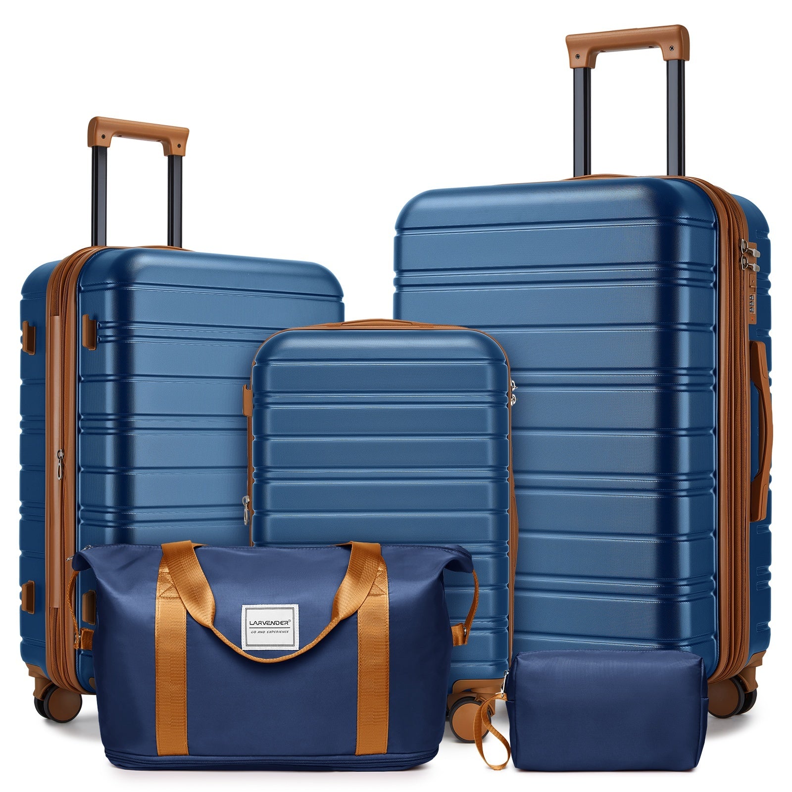 Luggage Sets 5 Piece with Duffel Bags, Hardside Expandable Suitcases with Spinner Wheels, Blue