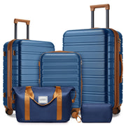 Luggage Sets 5 Piece with Duffel Bags, Hardside Expandable Suitcases with Spinner Wheels, Blue