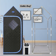 Portable Gothic Roof Plus Type Full Size Steam Sauna tent. Spa, Detox ,Therapy and Relaxation at home. Larger Space, Stainless Steel Pipes Connector Easy to Install. FCC Certification--Black