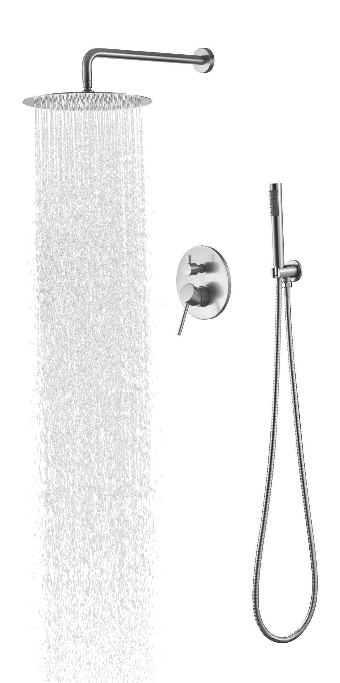 Shower System, Wall Mounted Shower Faucet Set for Bathroom with High Pressure 10' Stainless Steel Rain Shower head Handheld Shower Set, 2 Way Pressure Balance Shower Valve Kit, Brushed Nickel