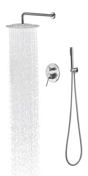 Shower System, Wall Mounted Shower Faucet Set for Bathroom with High Pressure 10' Stainless Steel Rain Shower head Handheld Shower Set, 2 Way Pressure Balance Shower Valve Kit, Brushed Nickel