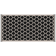 Outsunny Reversible Outdoor Rug, 9' x 18' Waterproof Plastic Straw Floor Mat, Portable RV Camping Carpet, Large Floor Mat for Backyard, Deck, Picnic, Beach, Black & Beige