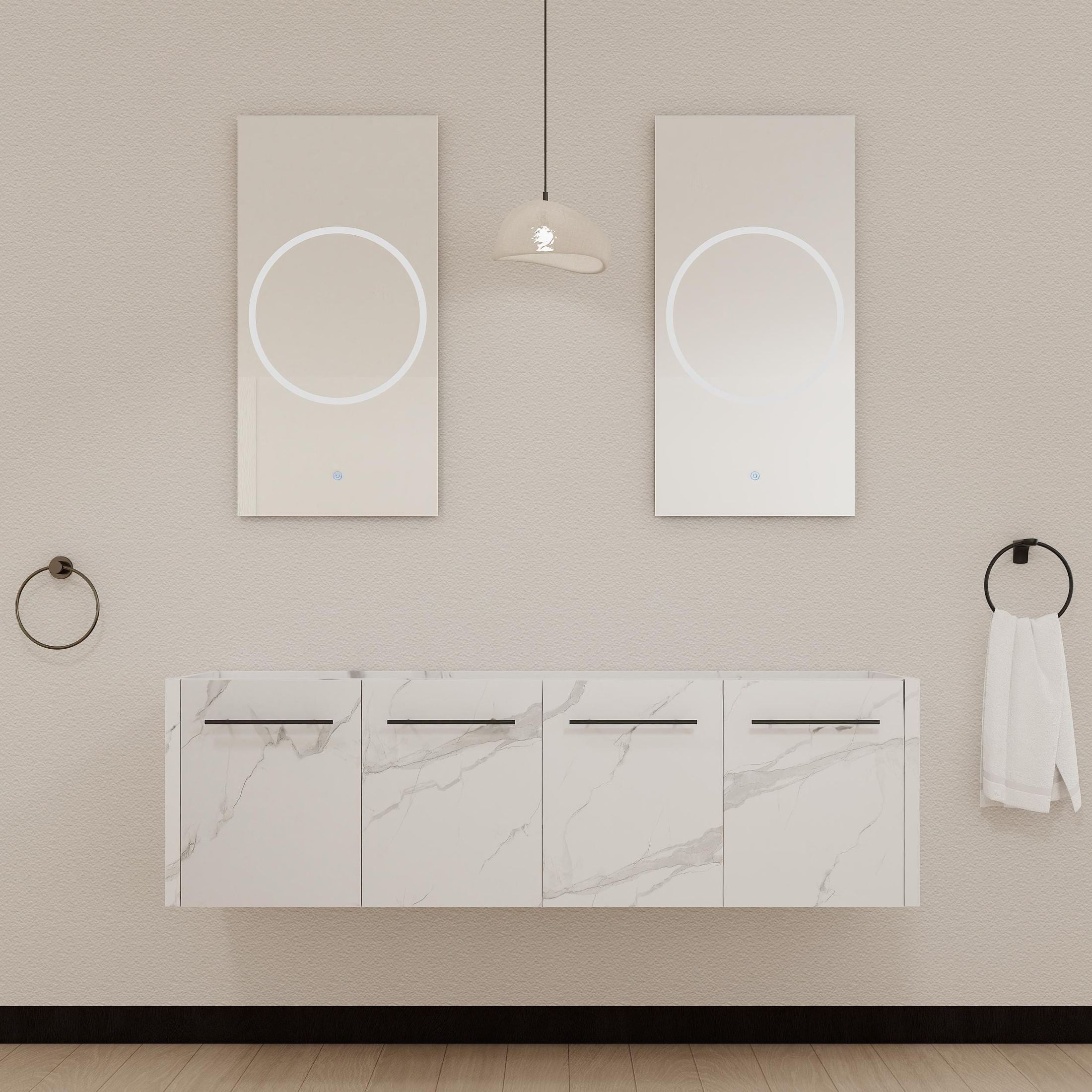 60 Inch Wall-mounted Bathroom Vanity (Only the Cabinet Body, No Top Sink)-BVB09160CW