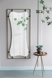 28x1.5x60' Poppy Mirror with Gold Metal Frame Contemporary Design Wall Decor for Bathroom, Entryway