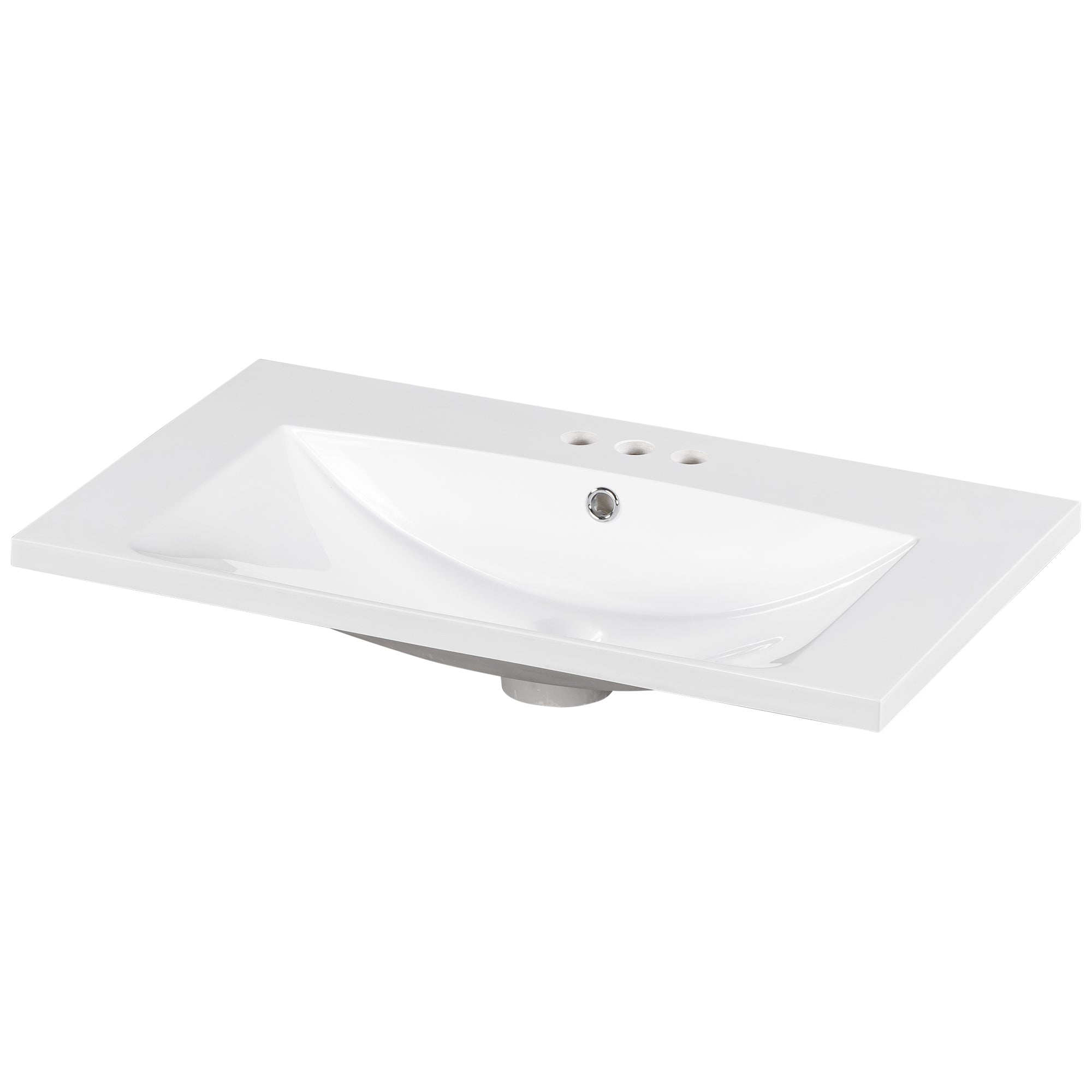 30' Single Bathroom Basin Sink, Vanity Top Only, 3-Faucet Holes, Resin (REPLACE WF305076AAK)