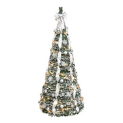 6FT Flocked Pop-Up Christmas Tree with 150 Warm White UL Lights – Pre-Decorated with  Ornaments, Snowflakes, Ribbons & Large Bow – Easy Assembly & Space-Saving Holiday Décor