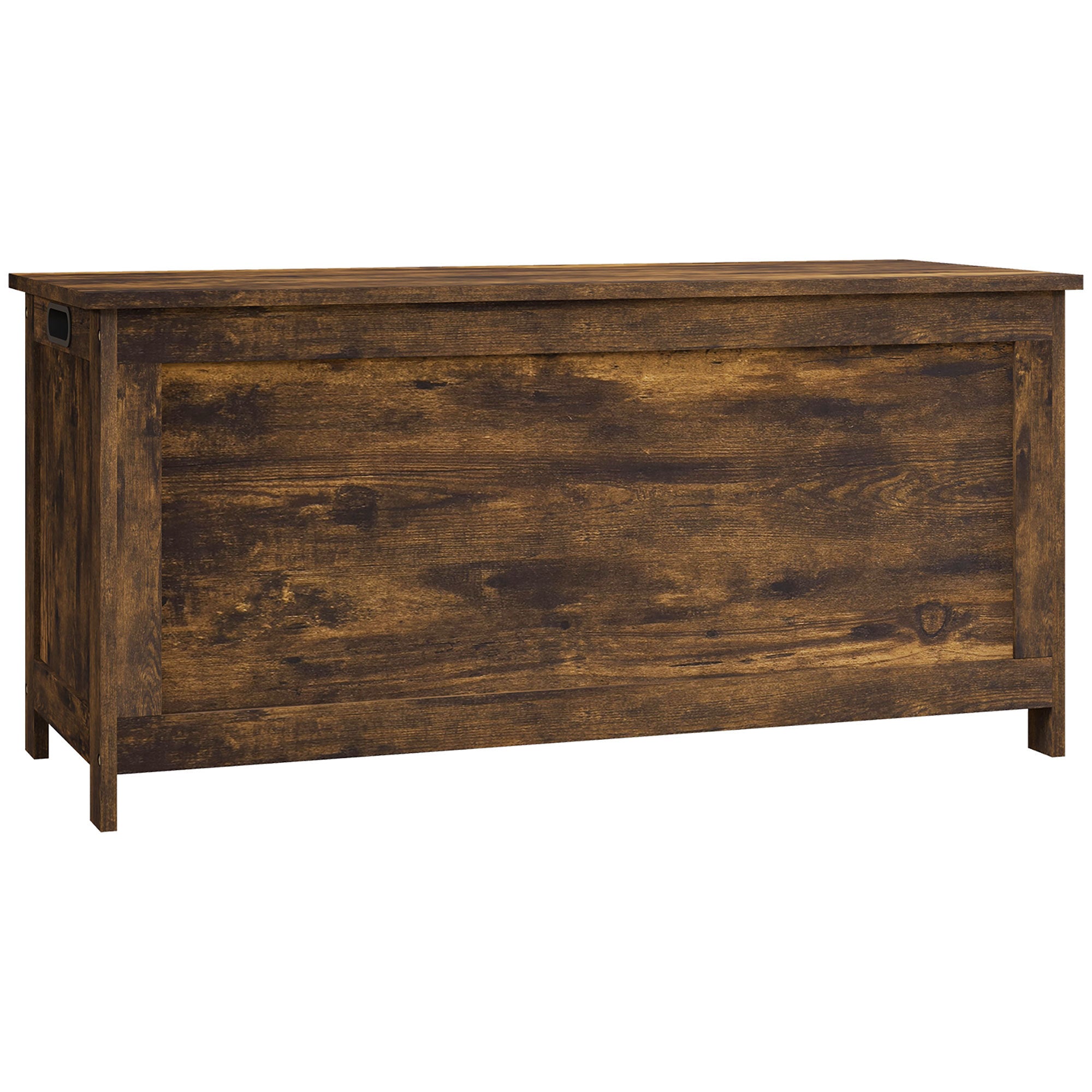 HOMCOM 39.4' Storage Chest w/ 2 Safety Hinges, Wooden Box, Rustic Brown