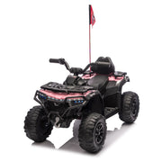 24V 160W Kids Electric Ride-On ATV – Realistic Off-Road Design with 2WD,Decorative Flags,On/Off Light Switch,Volume Control  W/ Bluetooth,USB Port,Built-in Music & Multi-Color,recommended age:3-6