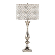 Topaz 27' Contemporary Metal Table Lamp in Polished Nickel with Clear K9 Crystal and Metal Shade from Grandview Gallery by LumiSource