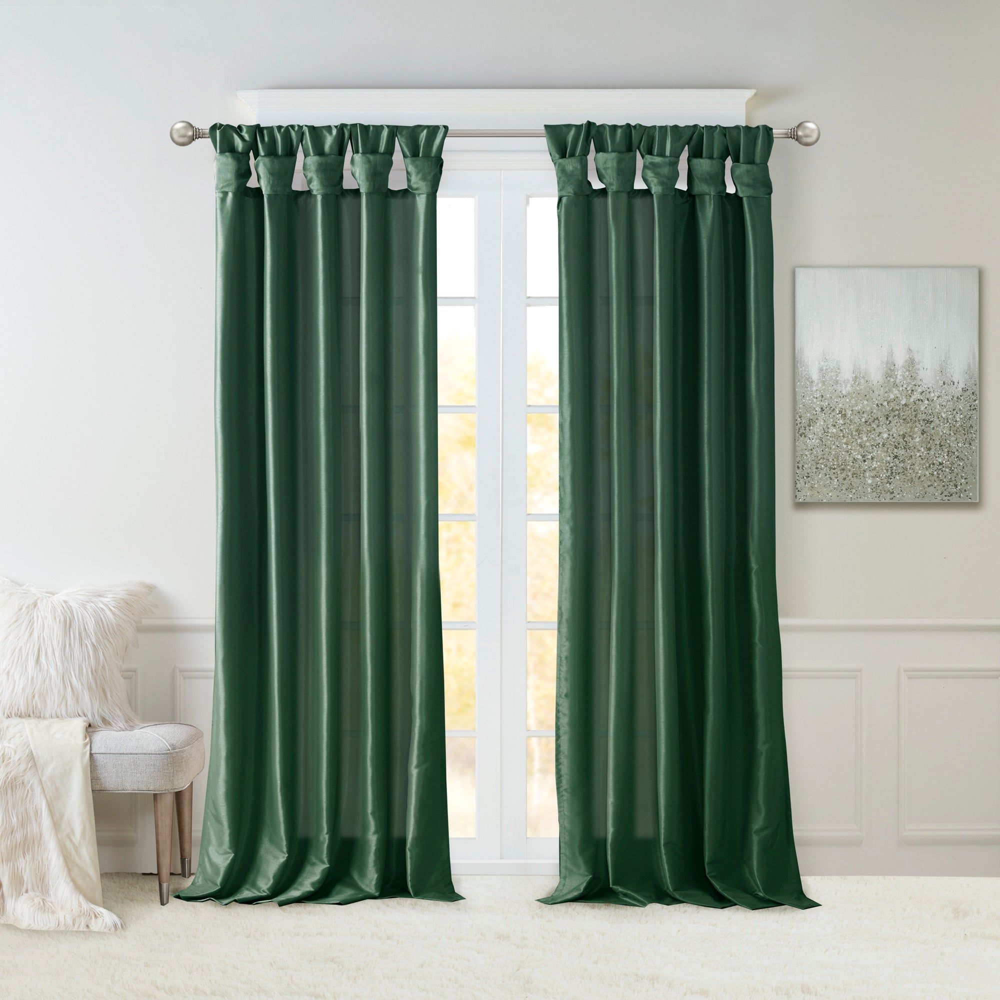 Twist Tab Lined Window Curtain Panel Green 50x84'