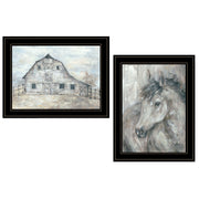 'True Spirit (Horses)' 2-Piece Vignette by Debi Coules, Black Frame