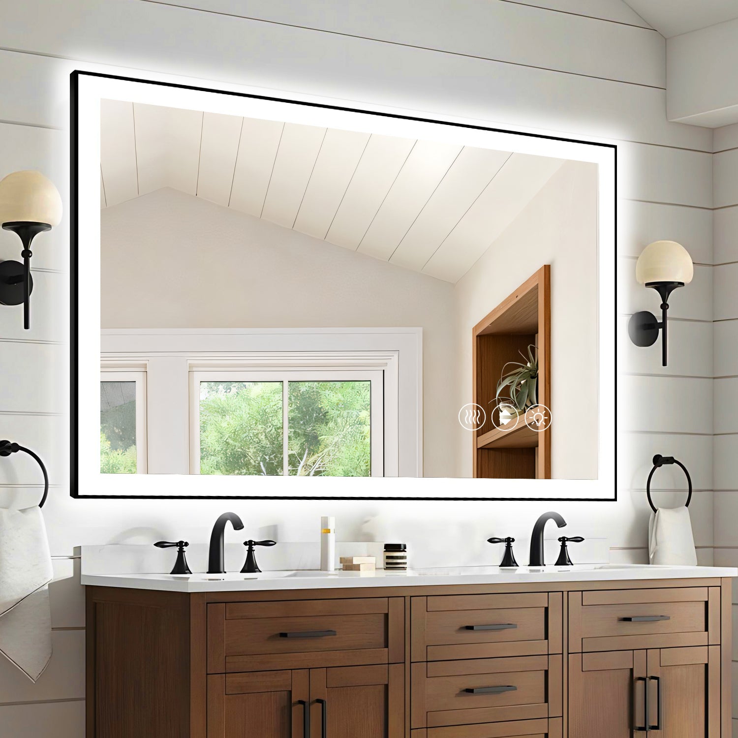 48x32 Inch Frameless LED Bathroom Mirror,Smart Mirror