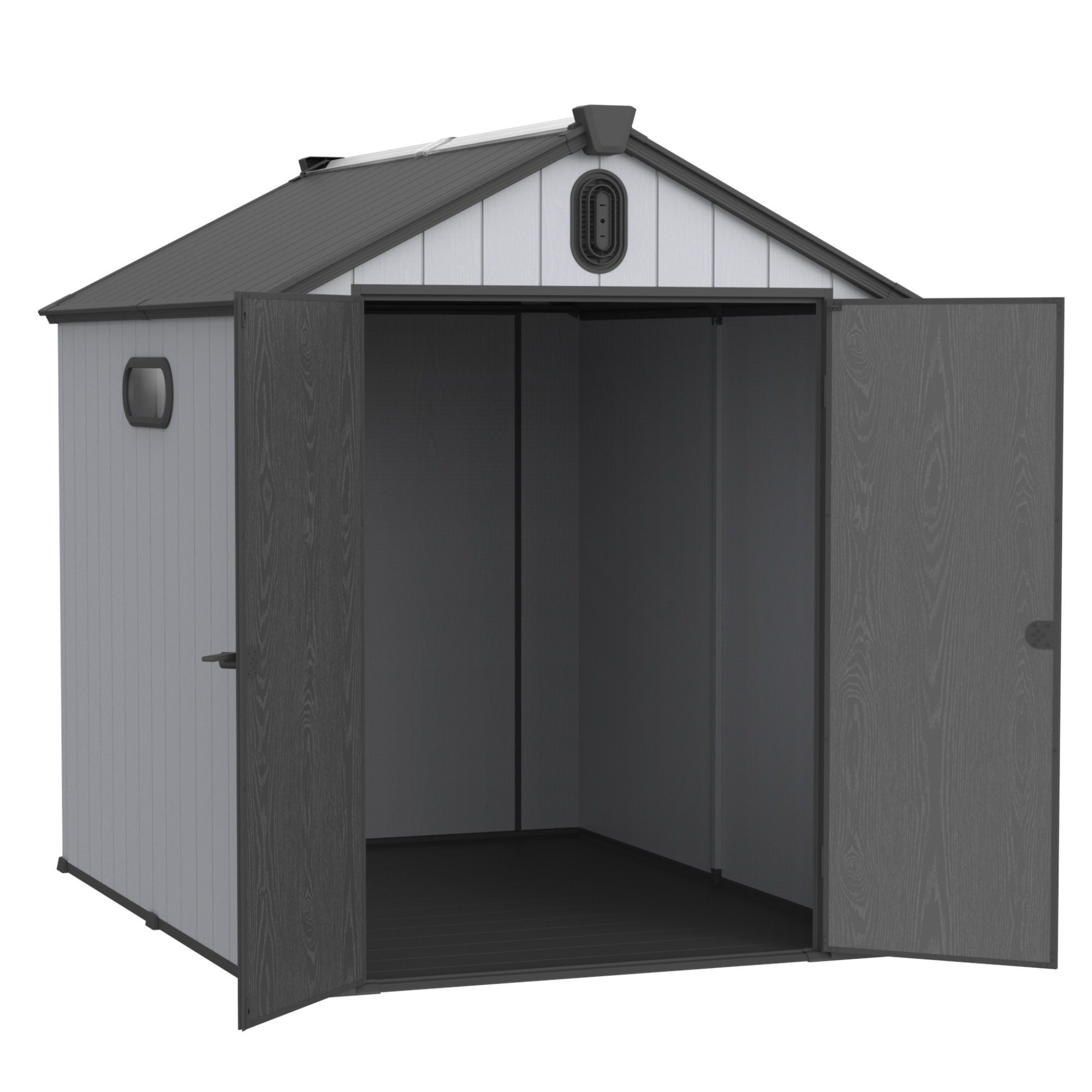 Modern XWT012 Resin Plastic Storage Shed 6x8ft for Backyard Garden Tool Storage Black Grey