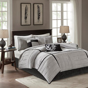 7 Piece Faux Suede Comforter Set Grey King