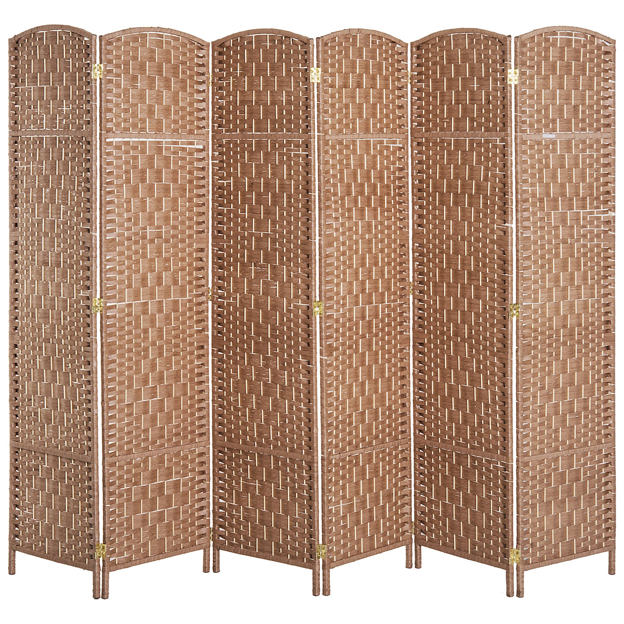 6' Tall Wicker Weave 6 Panel Room Divider Privacy Screen - Natural