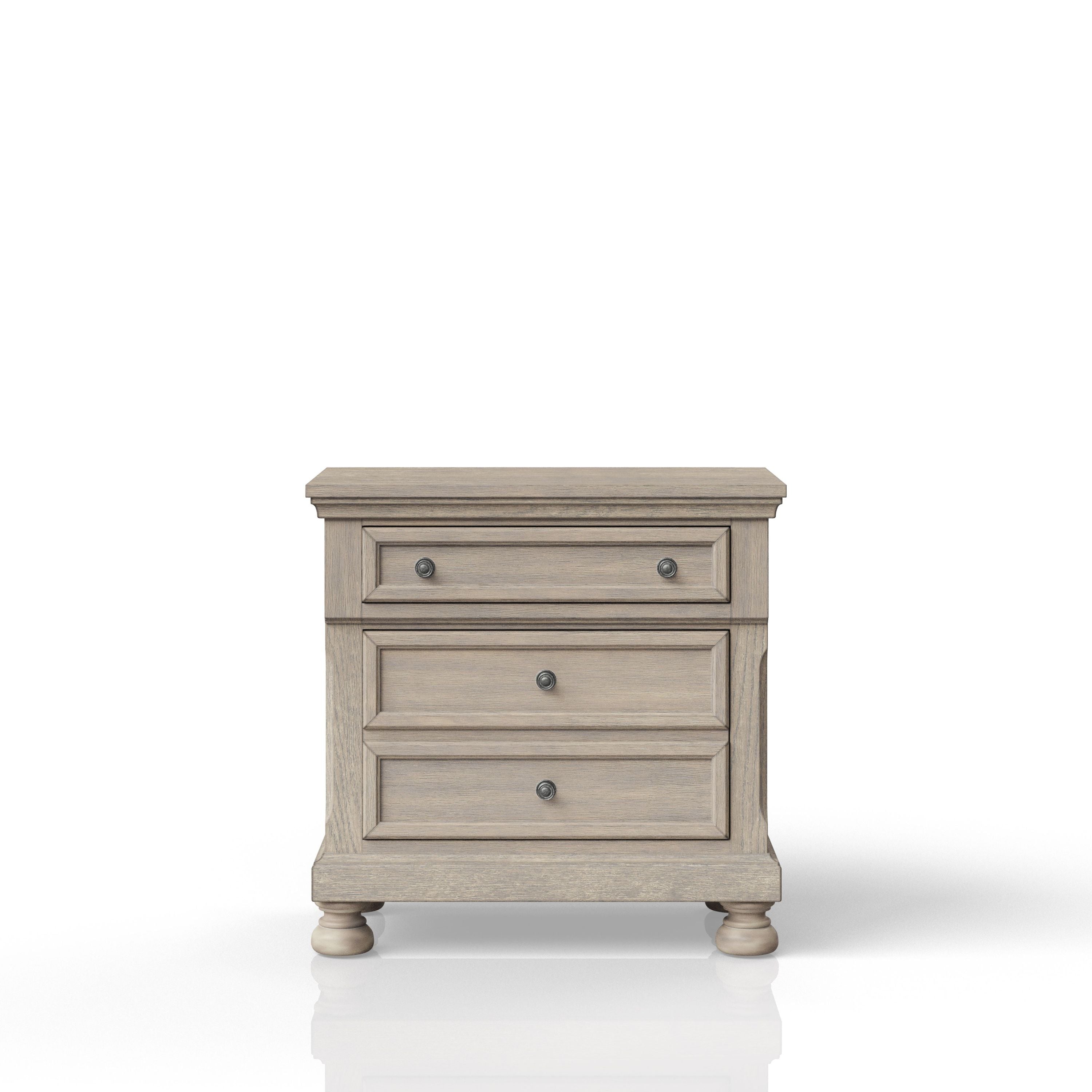 Antique Gray Nightstand Two Drawer