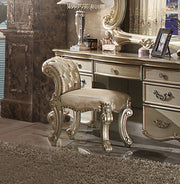 Vendome Fabric, Gold Patina & Bone Finish Vanity Stool