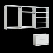 Devi White Wall Mounted Wood Closet System with Modular Versatility and Warm Oak Finish