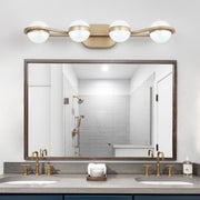 28' Golden Minimalist LED Bathroom Vanity Light with Crystal Sand Acrylic Shades, 4-Light Wall Mounted Decorative Lighting Fixture, Suitable for Bathroom Vanity Mirror