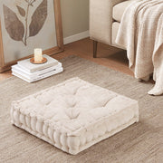 Poly Chenille Square Floor Pillow Cushion Ivory 20x20'