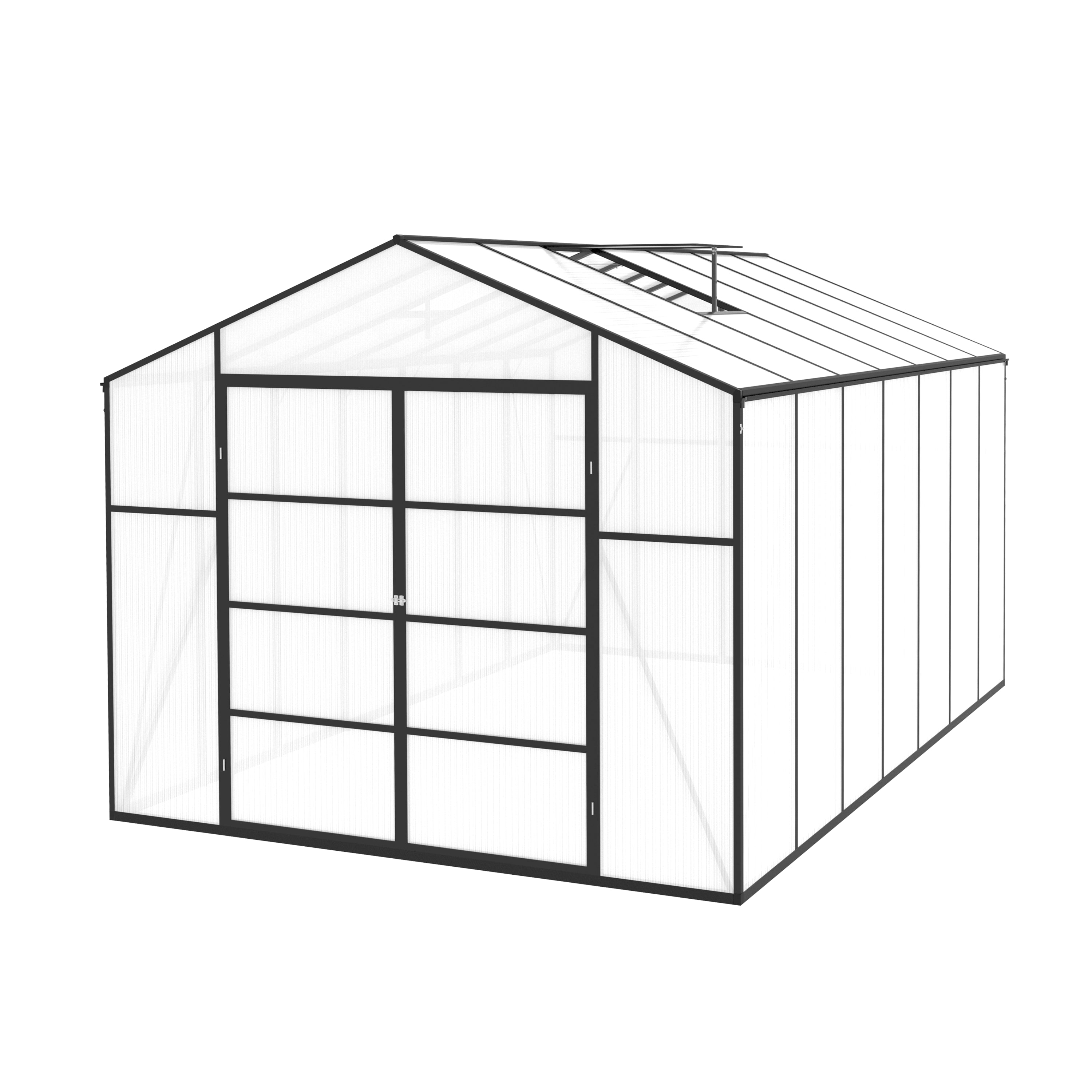 Newly Design Windproof Aluminum Greenhouse 10x14 FT Polycarbonate Greenhouse Aluminum Heavy Duty Walk-in Greenhouses for Outdoor Backyard in All Season