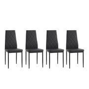 Modern Dining Chair Set of 4 with Diamond Design in Black PU