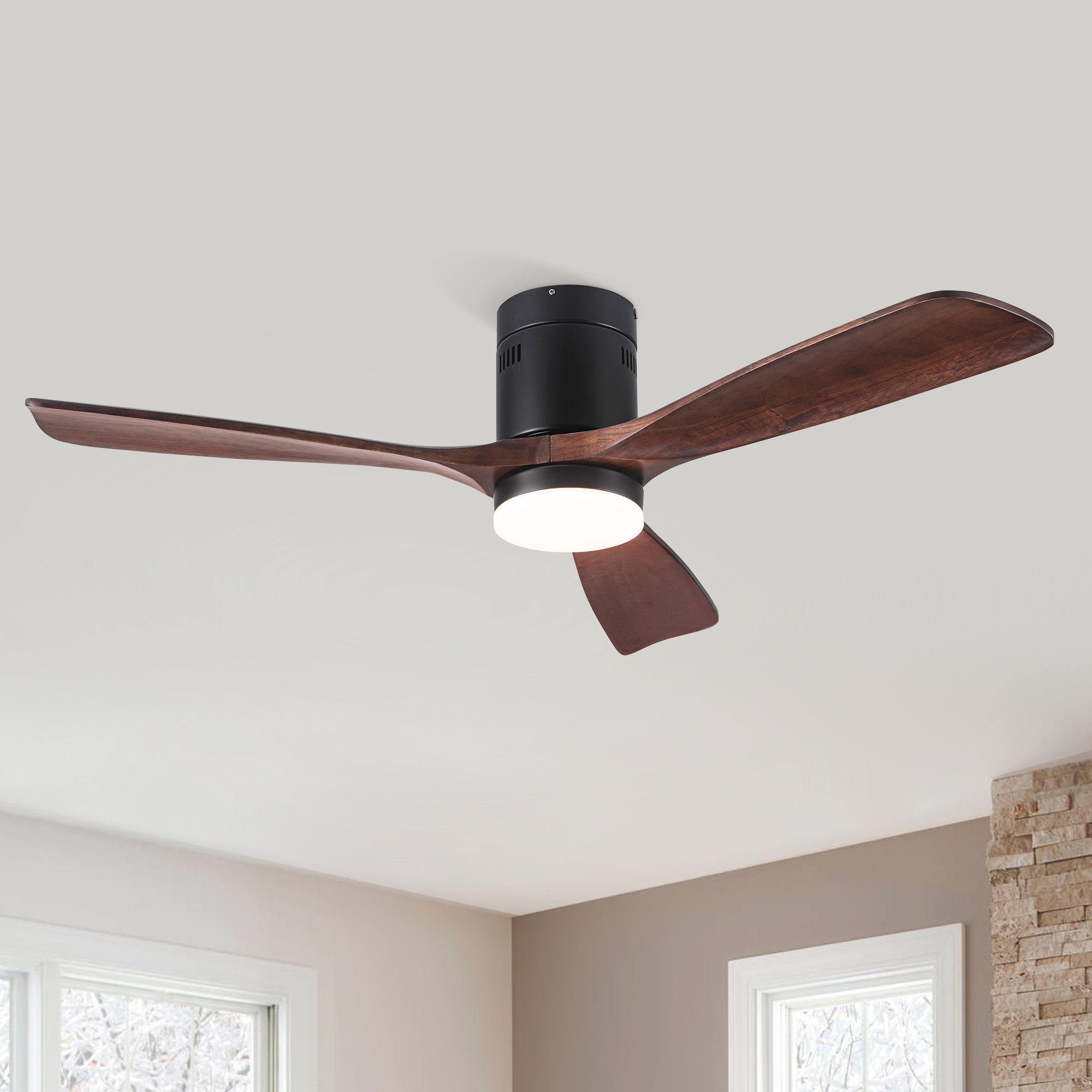 52' Intergrated LED Ceiling Fan Lighting with Solid Wood Blade
