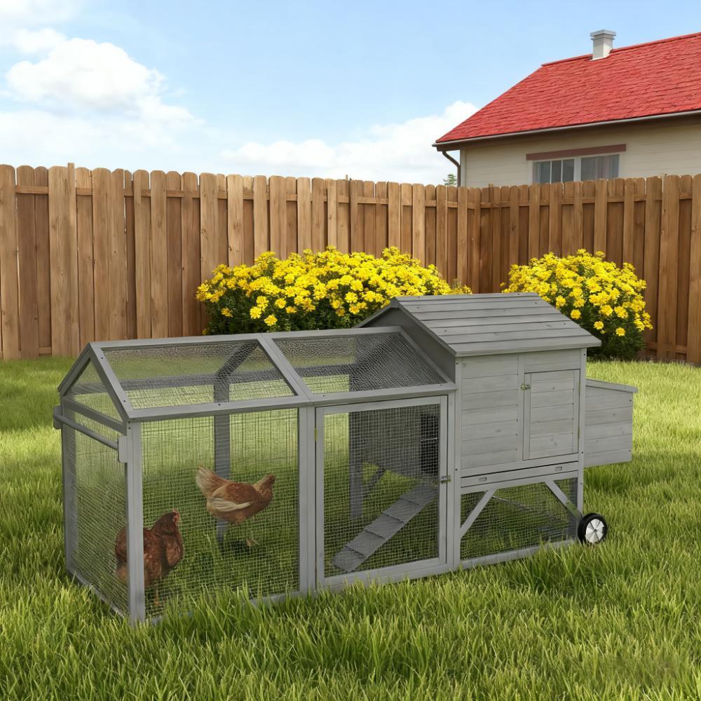 Wooden  Chicken Coop 96.5' L x 35.5' W x 44.5' H  Hen House Poultry Cage