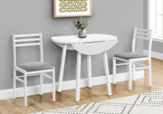 Dining Table Set, 3pcs Set, Small, 35' Drop Leaf, Kitchen, White Metal And Laminate, Grey Fabric, Contemporary, Modern