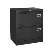 Modern Black Metal 2 Drawer Lateral File Cabinet with Lock for Home Office Use