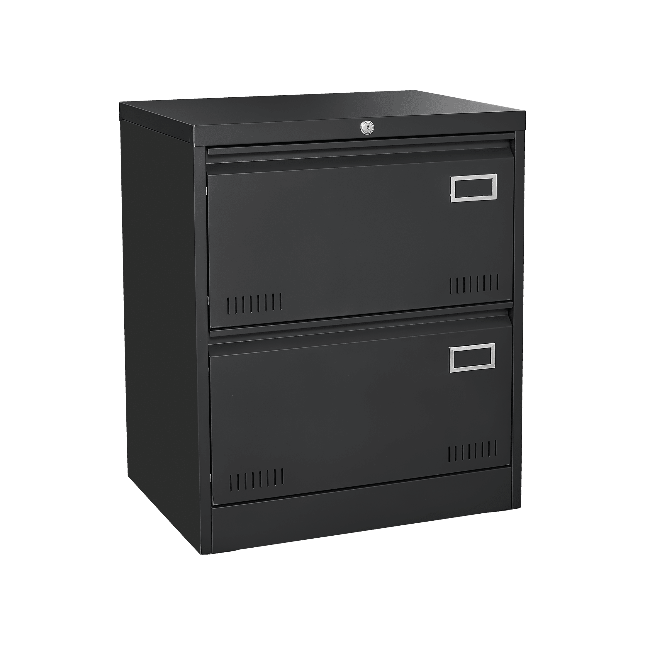 Modern Black Metal 2 Drawer Lateral File Cabinet with Lock for Home Office Use