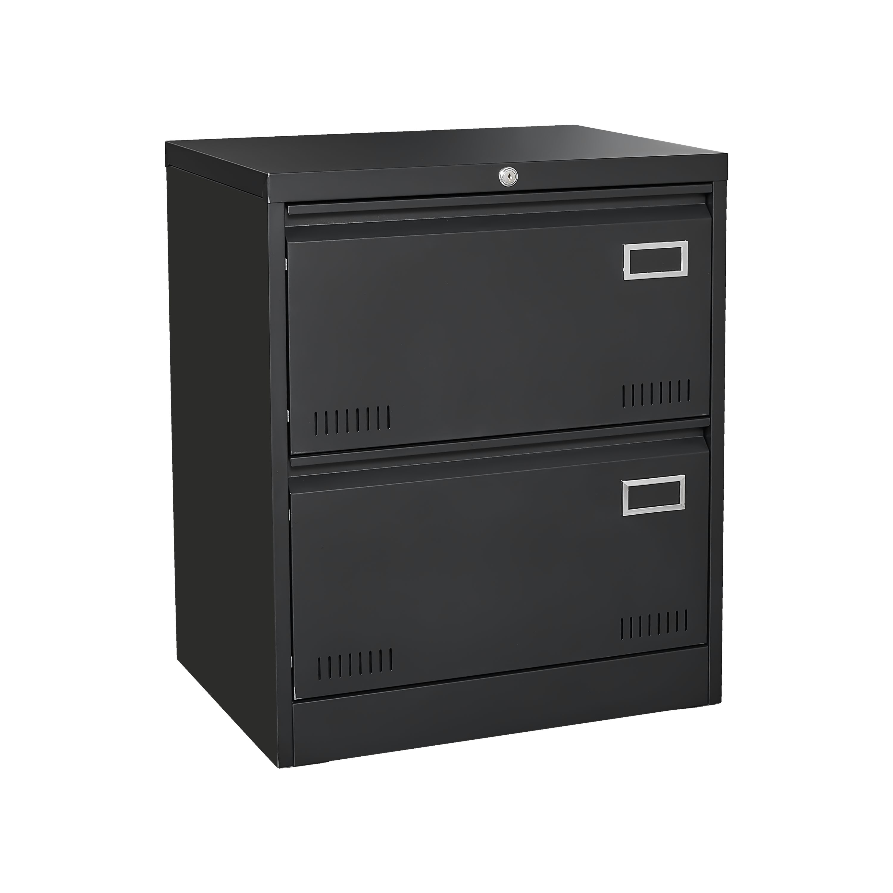 Modern Black Metal 2 Drawer Lateral File Cabinet with Lock for Home Office Use