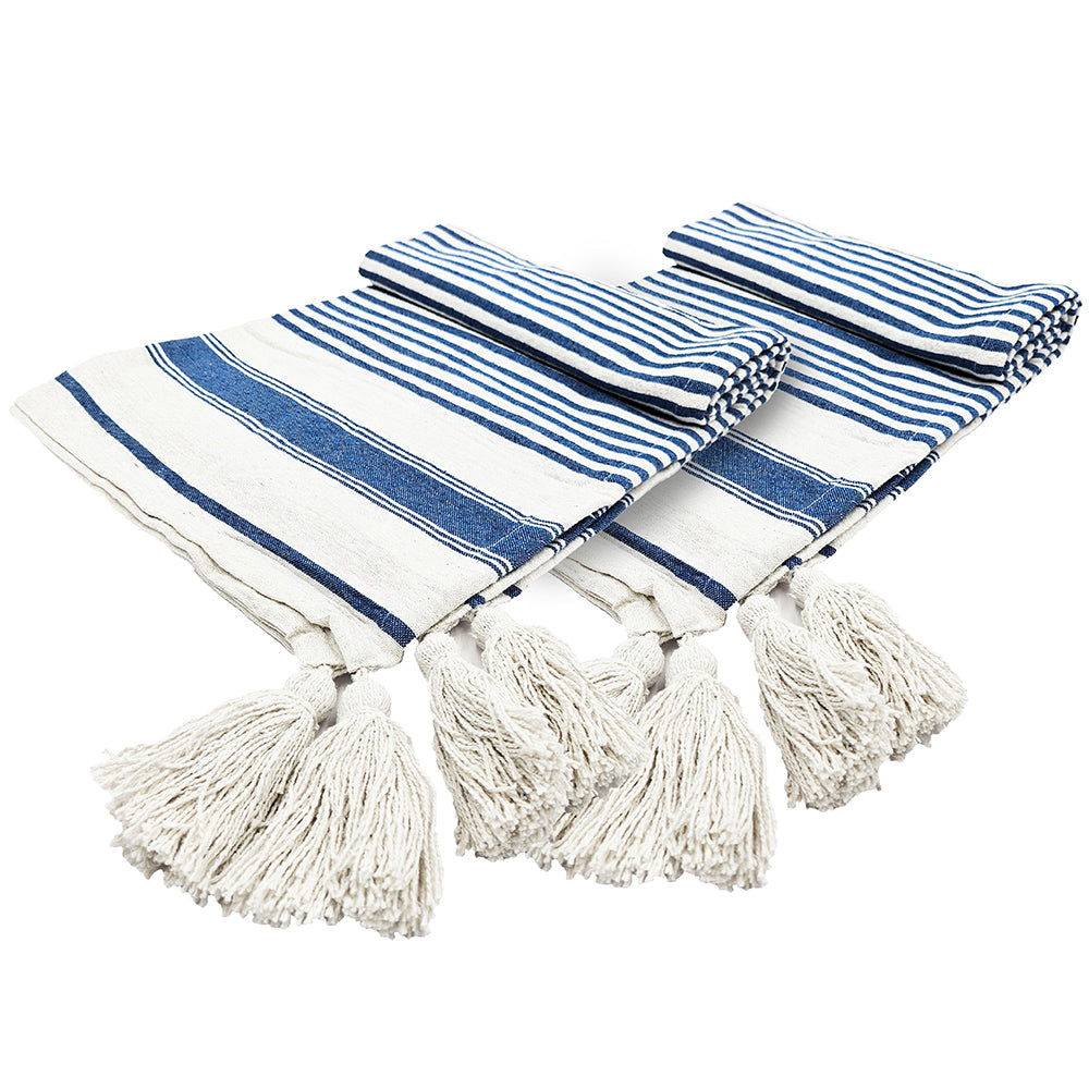 50x60' Brighton Blue Striped Throw Blanket, 2 Pack